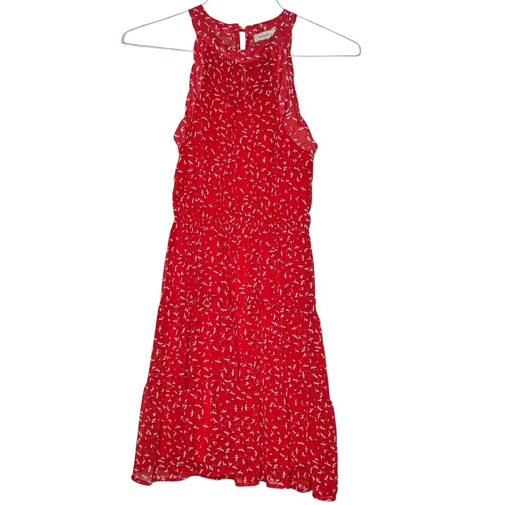 Monteau Red Sleeveless Flounce Dress